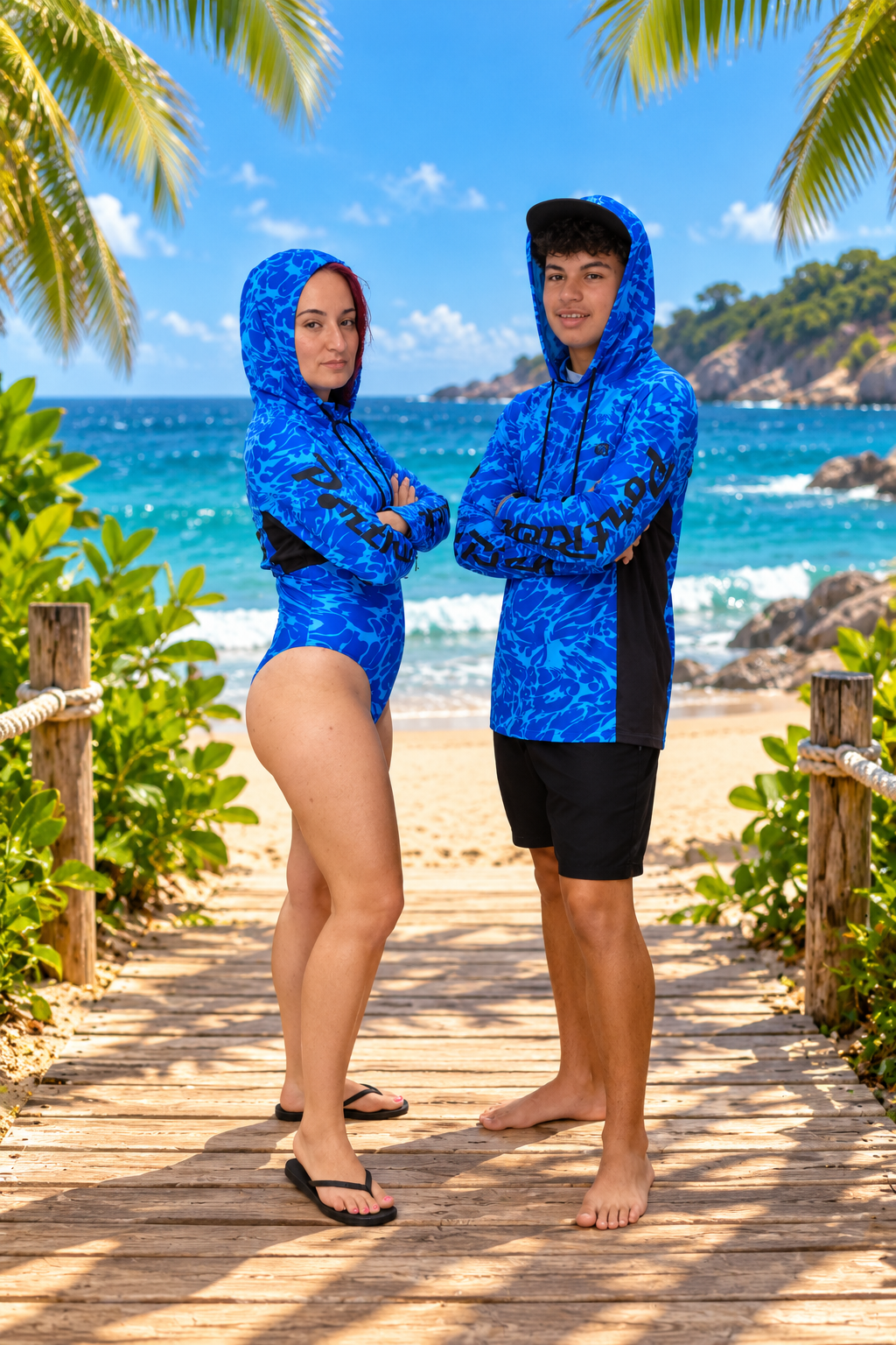 Blue Ocean Women’s Crop Hooded Rash Guard - Image 4